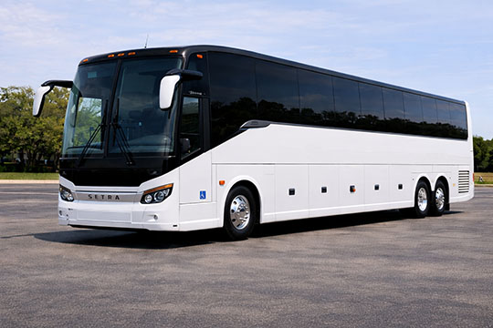 56-passenger charter bus available for charter in Columbia, MO